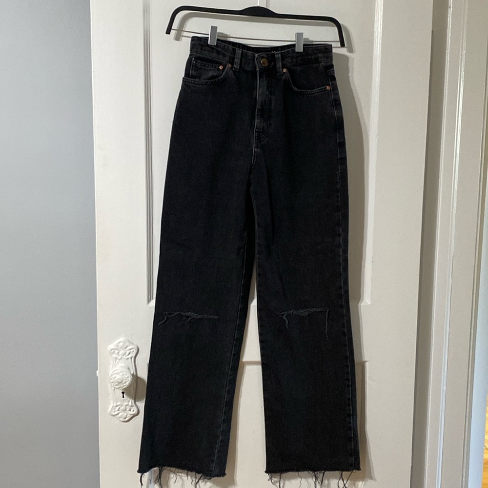Stradivarius Wide Leg Dark Gray Black Jeans